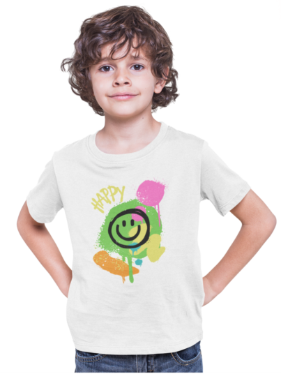 Camiseta Infantil Quality Feliz Branco2